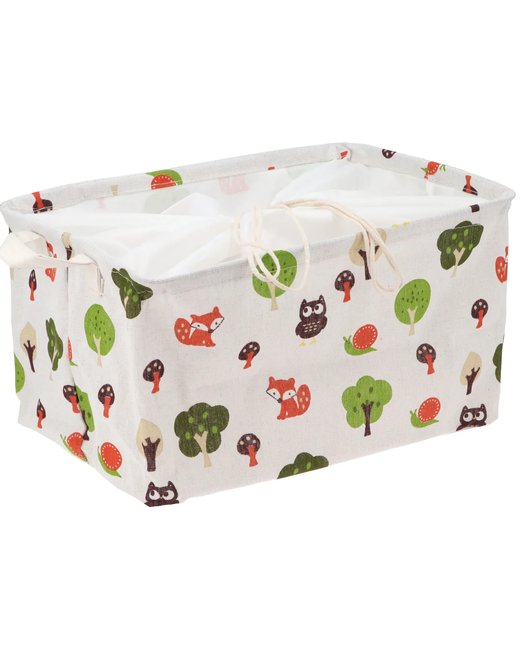 Caja con Búhos y Árboles de Tela (220106)