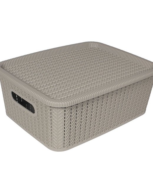 CAJA 12,5LTS SIMIL RATTAN C TAPA - GRIS (OR2401)