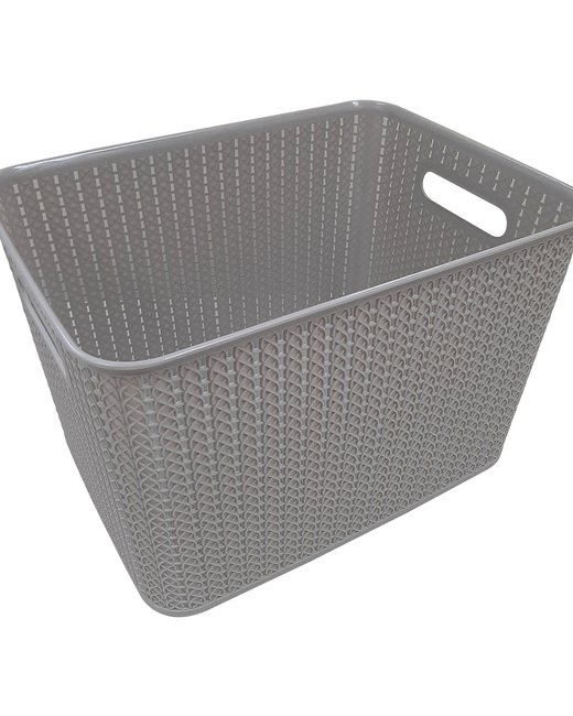 CAJA 20 LTS SIMIL RATTAN SIN TAPA GRIS (OR2805)