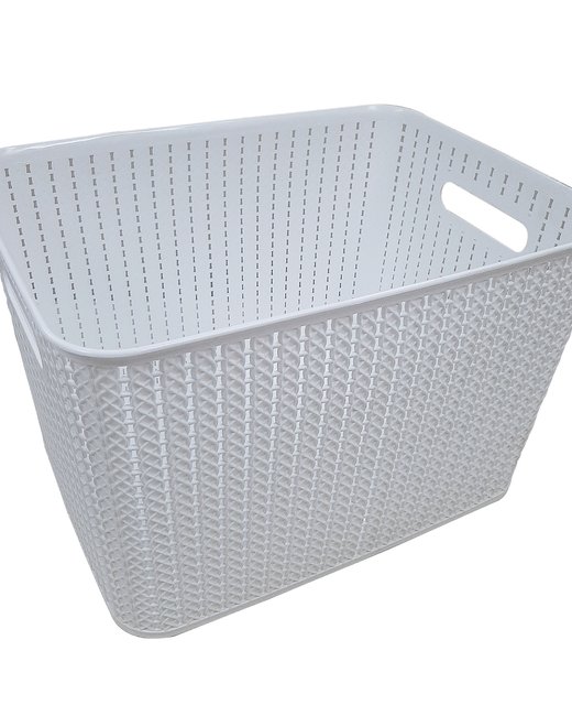 CAJA 20 LTS SIMIL RATTAN SIN TAPA BLANCO (OR2801)