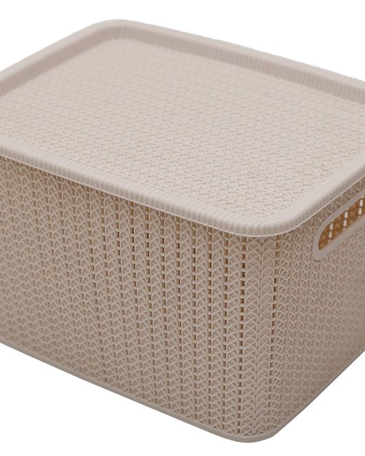 CAJA 20 LTS SIMIL RATTAN CON TAPA BEIGE (OR2902)