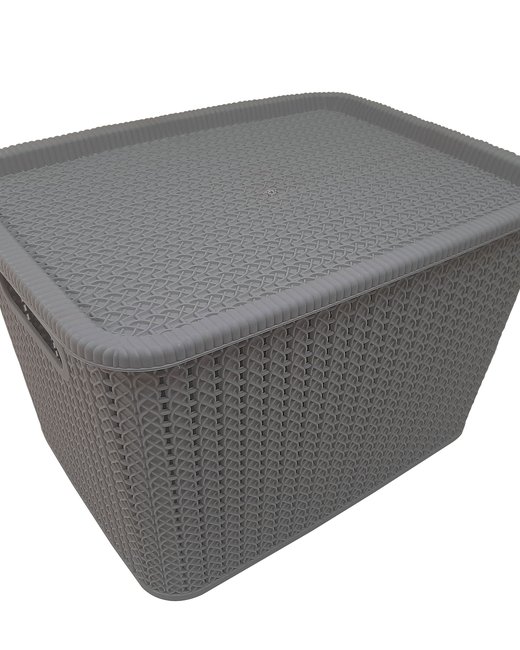 CAJA 20 LTS SIMIL RATTAN CON TAPA GRIS (OR2905)
