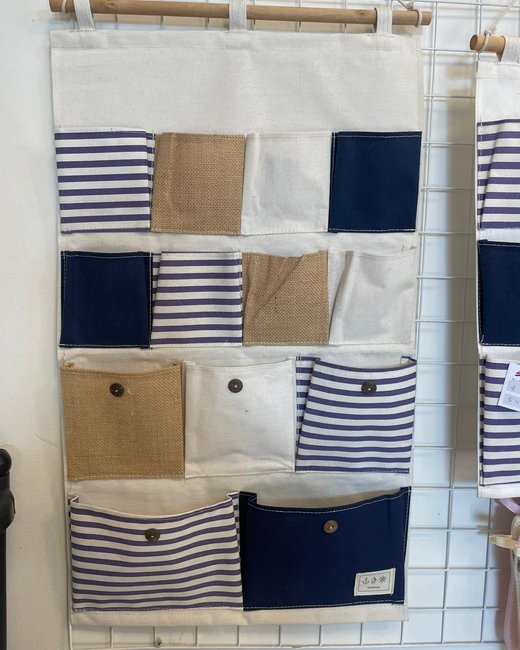 Bolsillero azul,beige y blanco (220304)